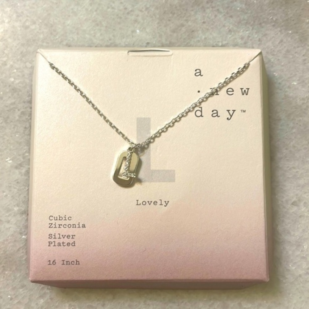 A New Day Necklace L Lovely cubic zirconia silver plated, 16 inch NEW jewelry